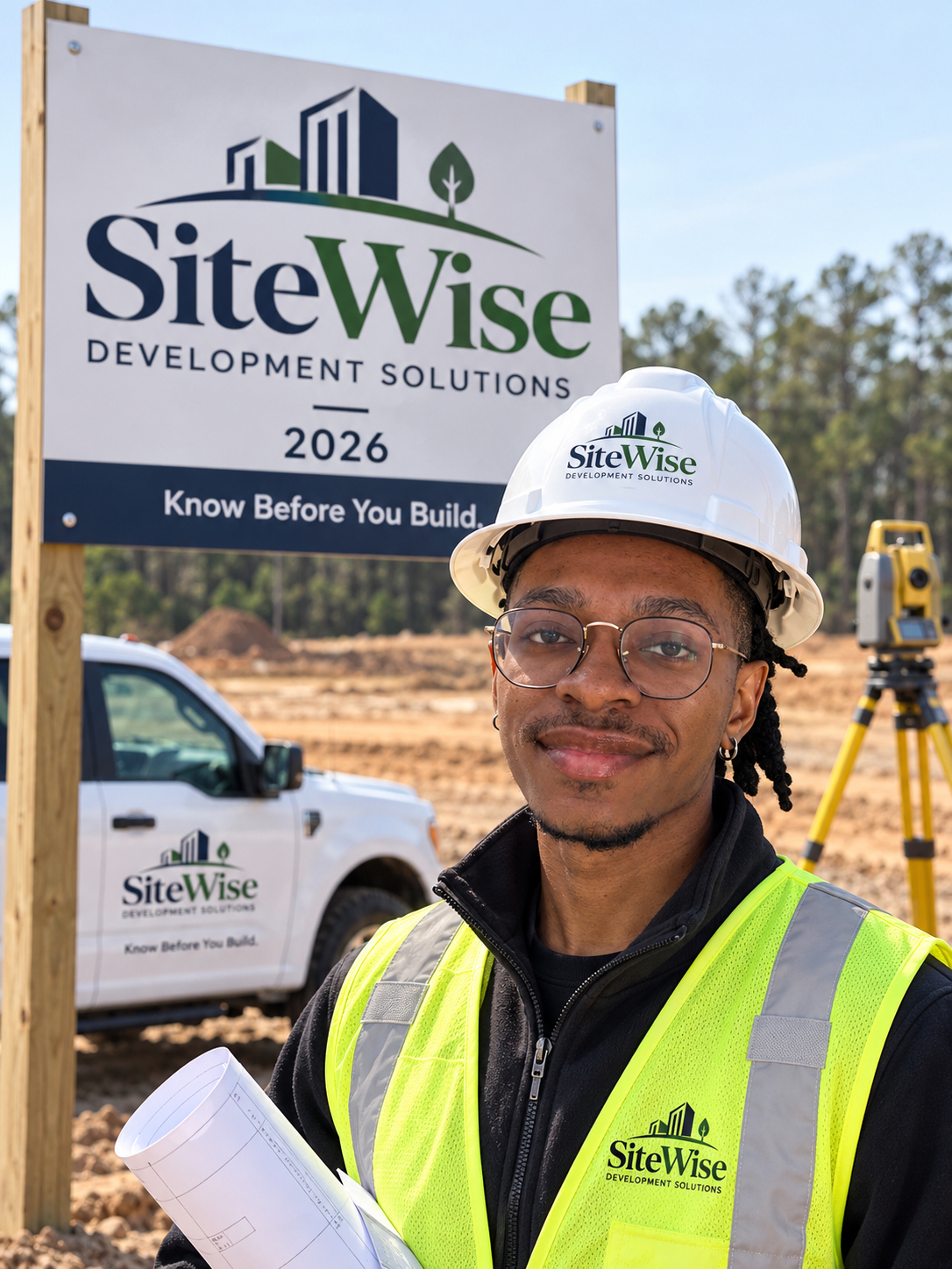 Donnie Lee Jr. in SiteWise field safety gear at a project site